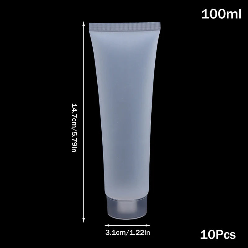 10Pcs Refillable Clear Squeeze Lotion Container Bottle Empty Matte Tube Travel Pack Cosmetic Cream Lotion Shampoo Bath Dispenser
