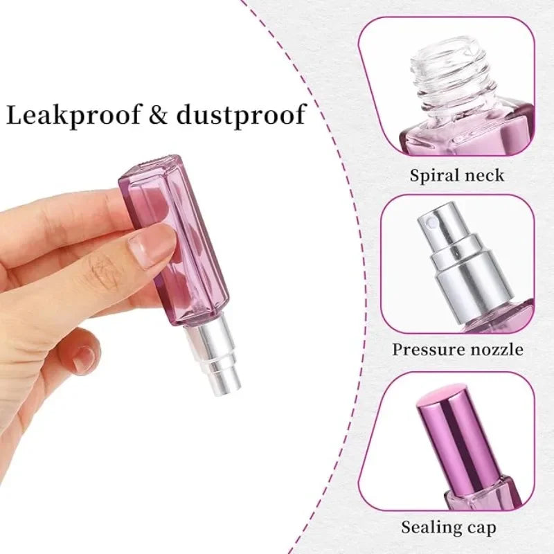 20pcs 3ml/5ml/10ml Square Empty Glass Perfume Spray Bottle Refillable Fragrance Fine Mist Atomizer Portable Liquid Containers