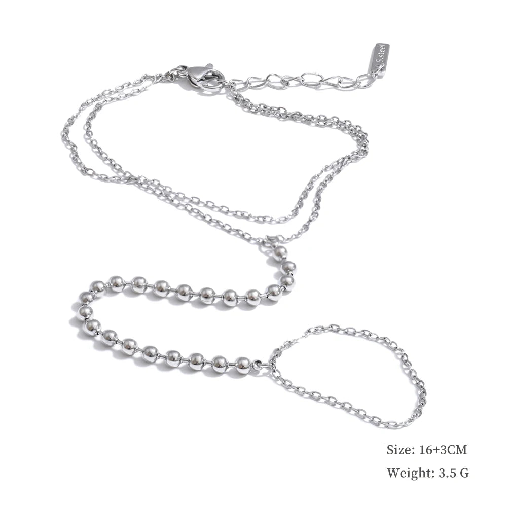 Yhpup Hot Style Zirconia Round Back of Hand Chain Finger Bracelet Bangle Stainless Steel Chic Fashion Jewelry Wholesale 2025 New