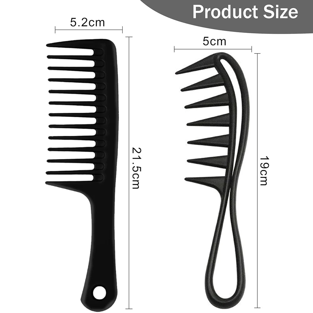 2 Pcs Professional Comb Set, Large Tooth Curl Comb Shark Teeth Hair Hairstyle Tool for Curly Wet Wavy Thick Hair Wigs Barber