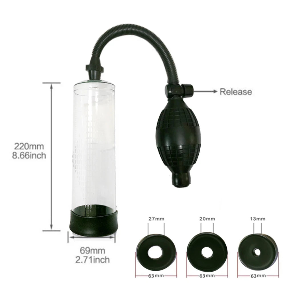 Penis Extender Enlarger Manual Vacuum Pump With Pressure Gauge  Cock Exercises Training Device Stronger Bigger Ejaculation 18+