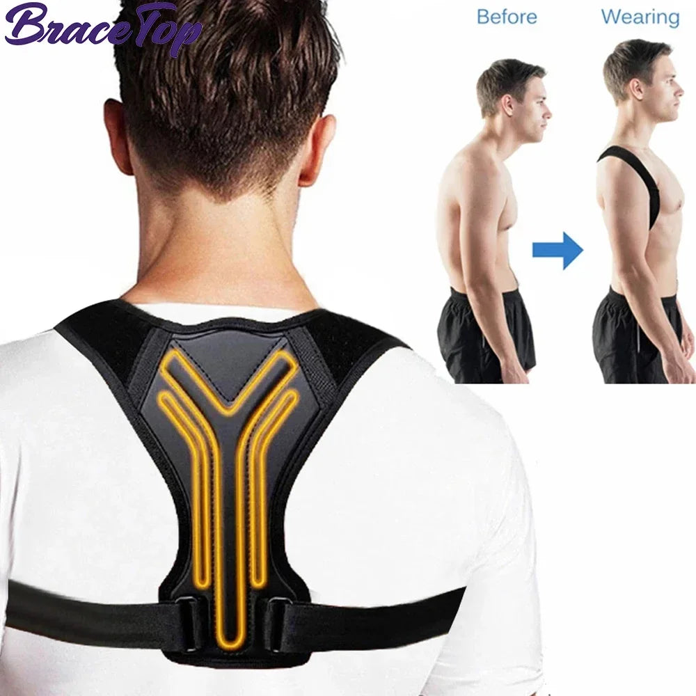 Adjustable Back Shoulder Posture Corrector Belt Clavicle Spine Pain Relief Support Reshape Your Body Home Office Back Neck Brace
