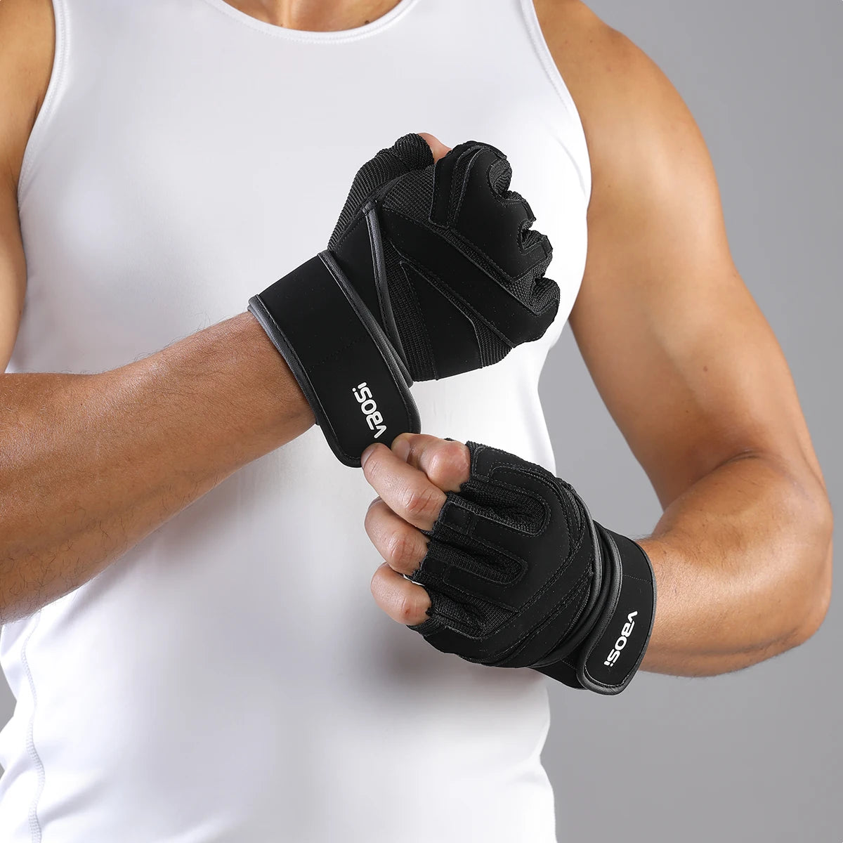 VBOSi Shock-Absorbing Half Finger Fitness Gloves for Men Women Anti-Slip Cycling Weightlifting Dumbbell