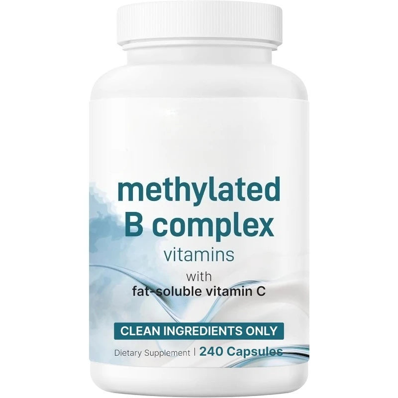Methylated B Complex Capsule 240 Count Support Energy Generation & Neurological Health — Methylfolate B12,Thiamine and Vitamin C