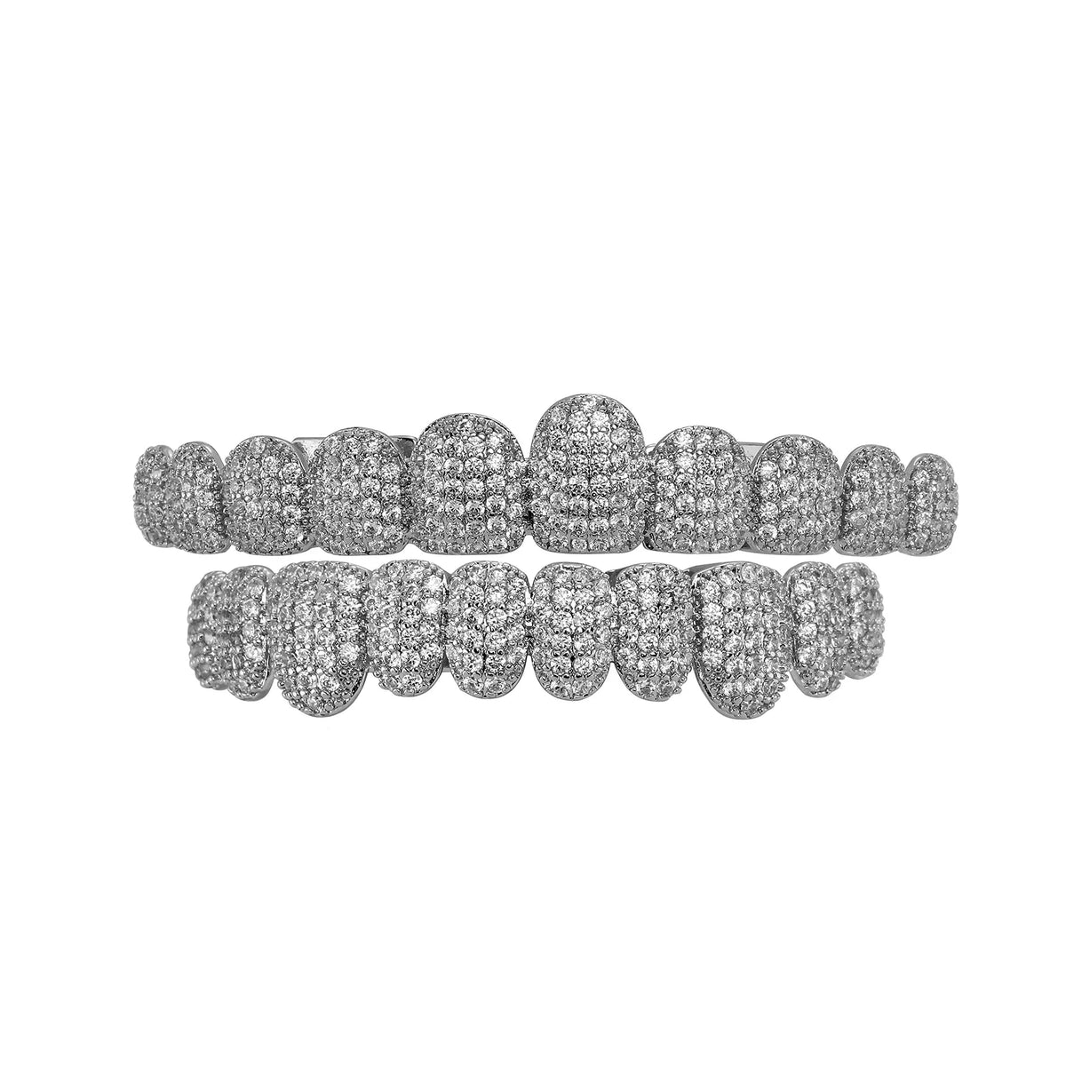 TOPGRILLZ Iced Out 10 Top &10 Bottom 5A CZ Stones Teeth Grillz Punk Rapper 14K Gold Plated Zircon Tooth Caps For Mouth Jewelry