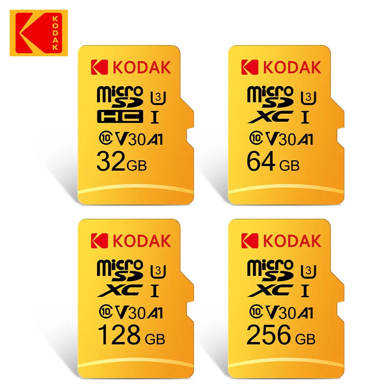 100% Original KODAK Micro SD Card 32GB 64GB 128GB 95MB/s Class10 U3 UHS-I TF Card 4K HD for USB Card Reader Adapter 256GB Micro