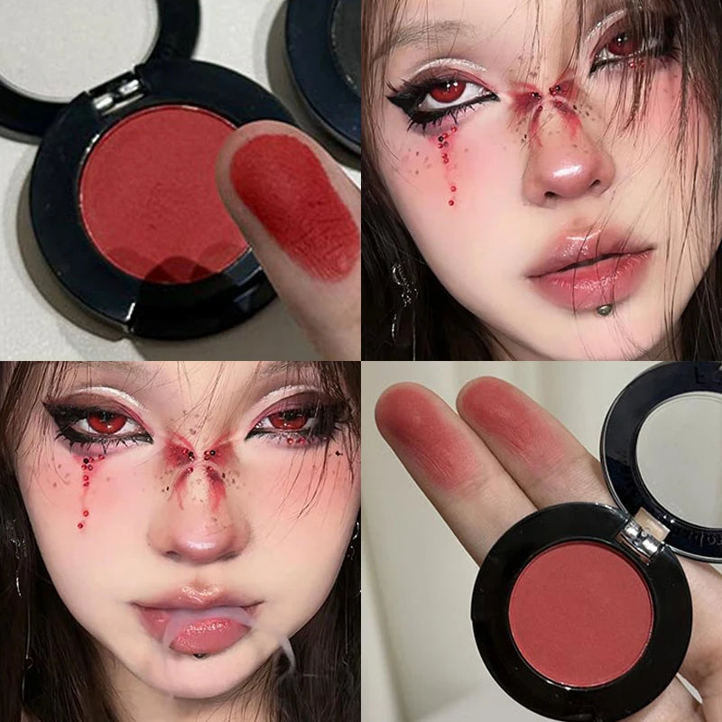 1Pc Blue Black Red Eyeshadow Palette Halloween Makeup Girl Smoky Punk Eye Shadow Palette Matte White Lying Silkworm Eye Cosmetic
