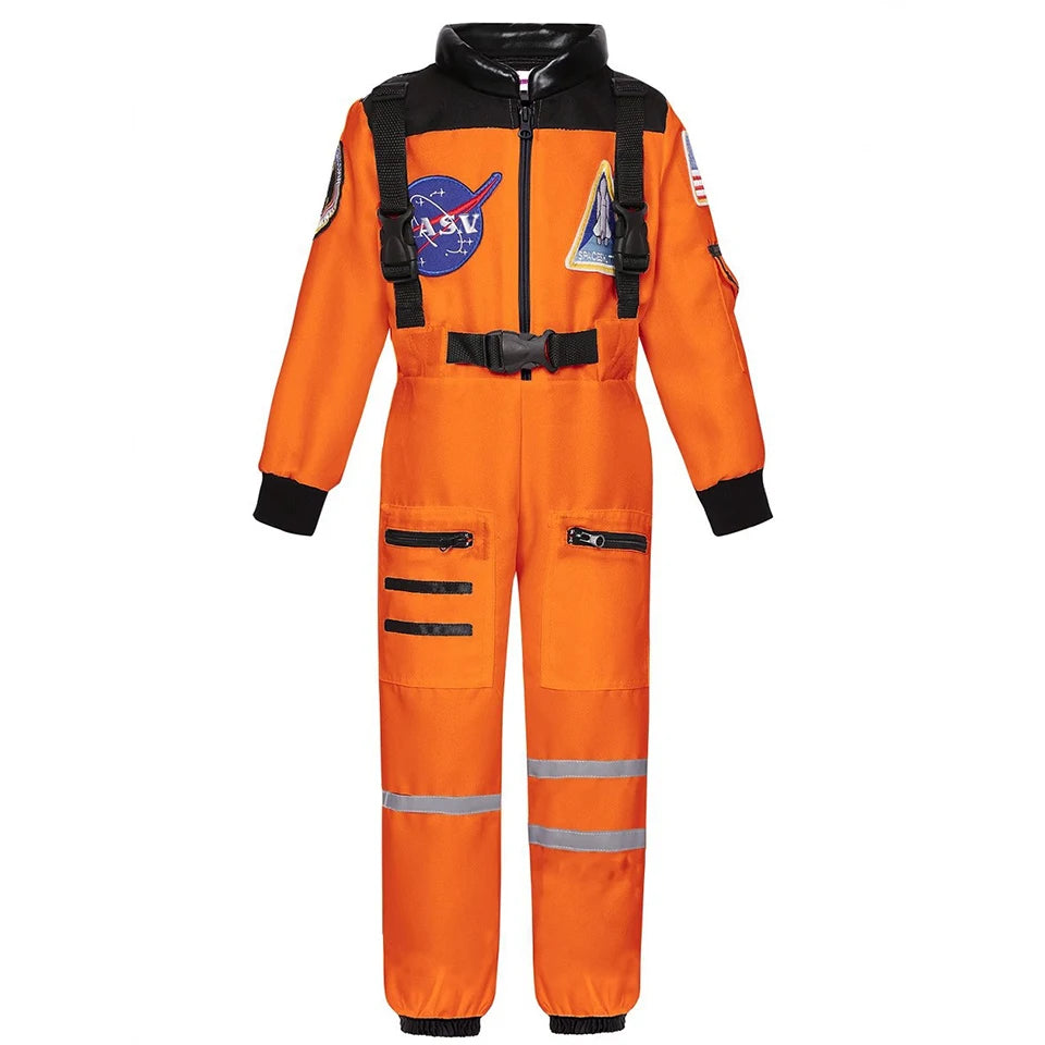Kids Astronaut Costume Space Suit Halloween Cosplay Space Explorer Performance Children's Jumpsuit Spaceman Boys Girls Outfits