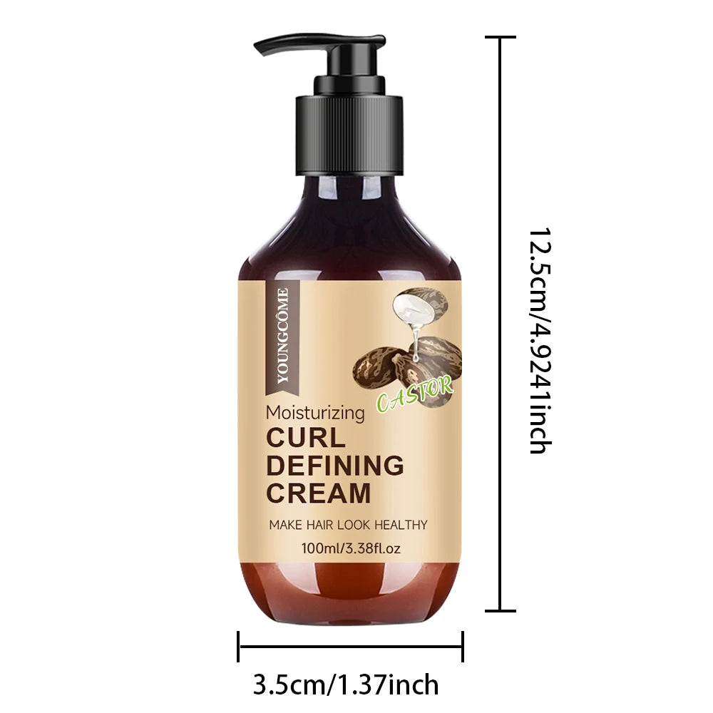 100ML Men's Castor Oil Curling Cream with Rosemary and Peppermint to Control Curling