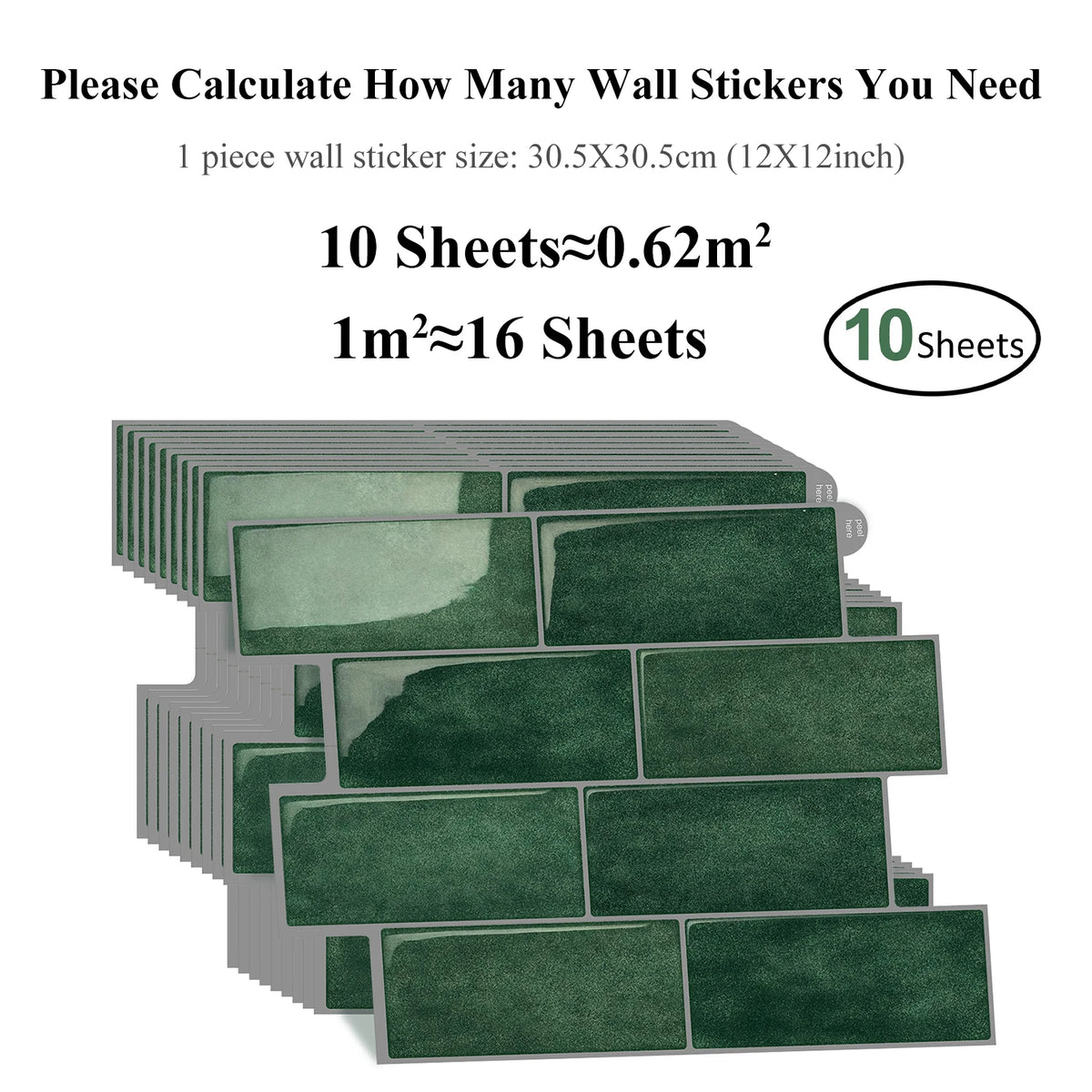 10 Pieces Premium Self Adhesive Waterproof Wall Stickers 3D Durable Vinyl Wallpaper For Kitchen Bathroom Backsplash Home Decor