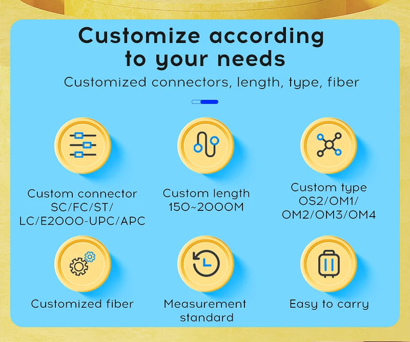 AUA-20 Single Mode 1KM OTDR Launch Cable Fiber Optic Testing Extension Cable SC/FC/ST/LC(A/UPC) Fiber Ring Dead Zone Eliminator
