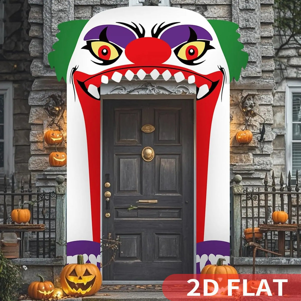 1set Halloween Clown Banner, Background Clown Door Decoration Halloween Horrible Banner Decor for Wall Window Party Supplies