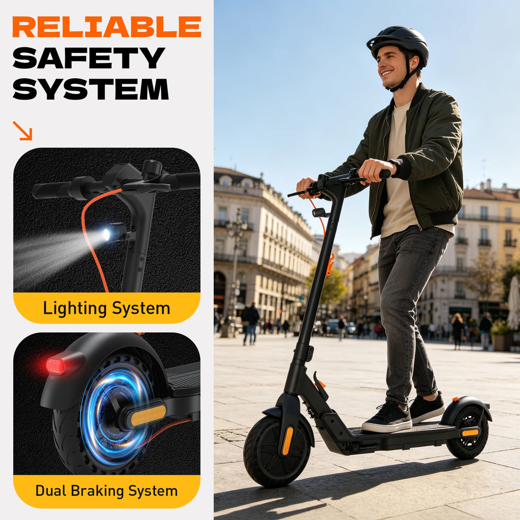 Fast E-Scooter C8 350W Electric Scooter 36V 5.2Ah Foldable Electric Scooter Max 15mph (25km/h) 8.5' Solid Outer-Tread Tire