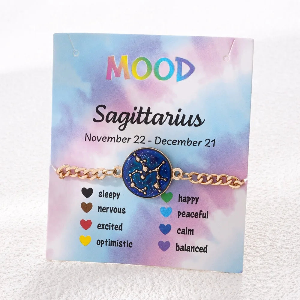 Zodiac Bracelet for Women 12 Constellation Sign Bracelet Color Changing Bracelet Temperature Sensing Mood Jewelry