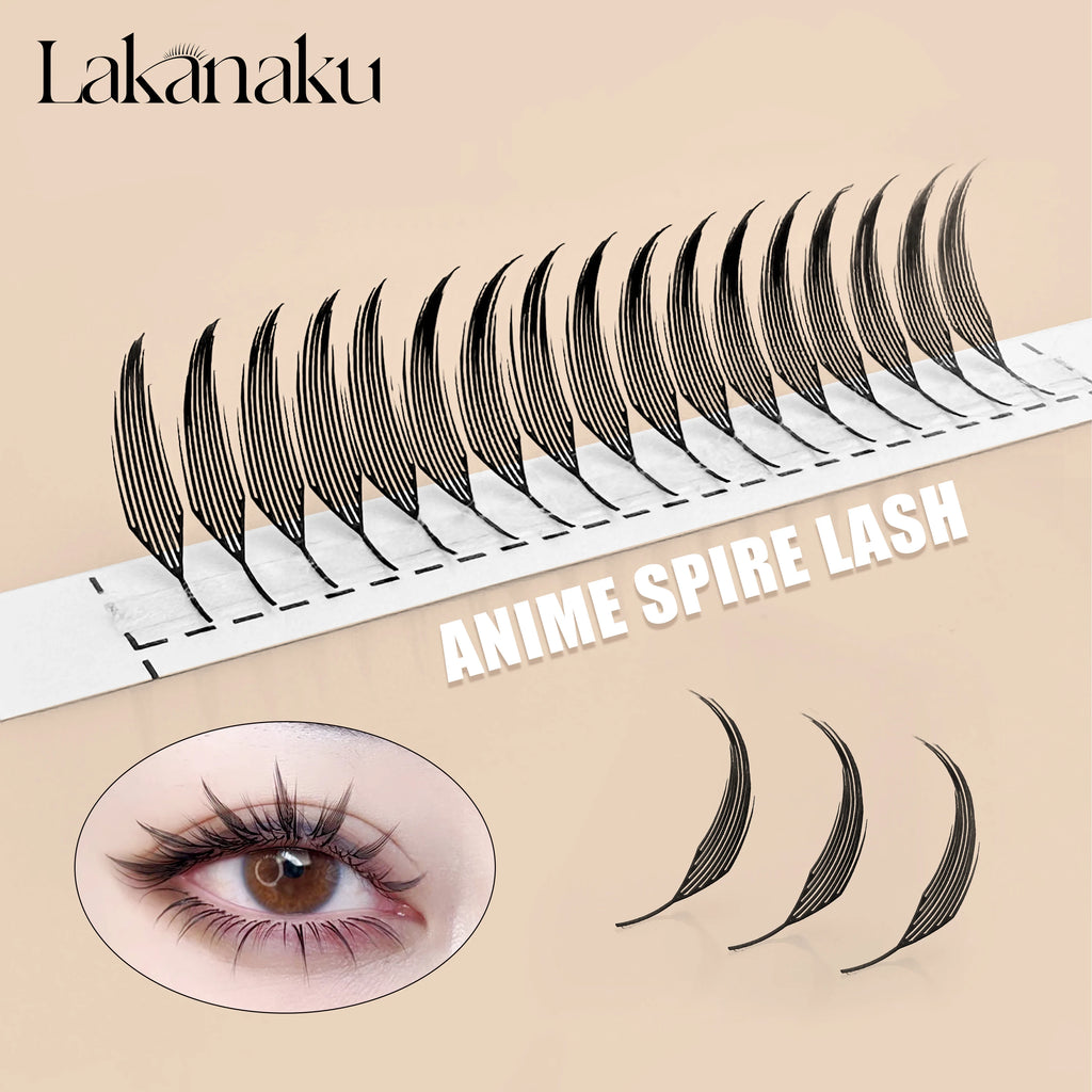 LAKANAKU Spire Fans Premade Anime Lashes Spikes Eyelash Extensions for Comic Eyelashes