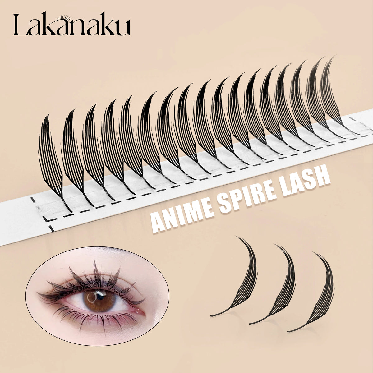 LAKANAKU Spire Fans Premade Anime Lashes Spikes Eyelash Extensions for Comic Eyelashes