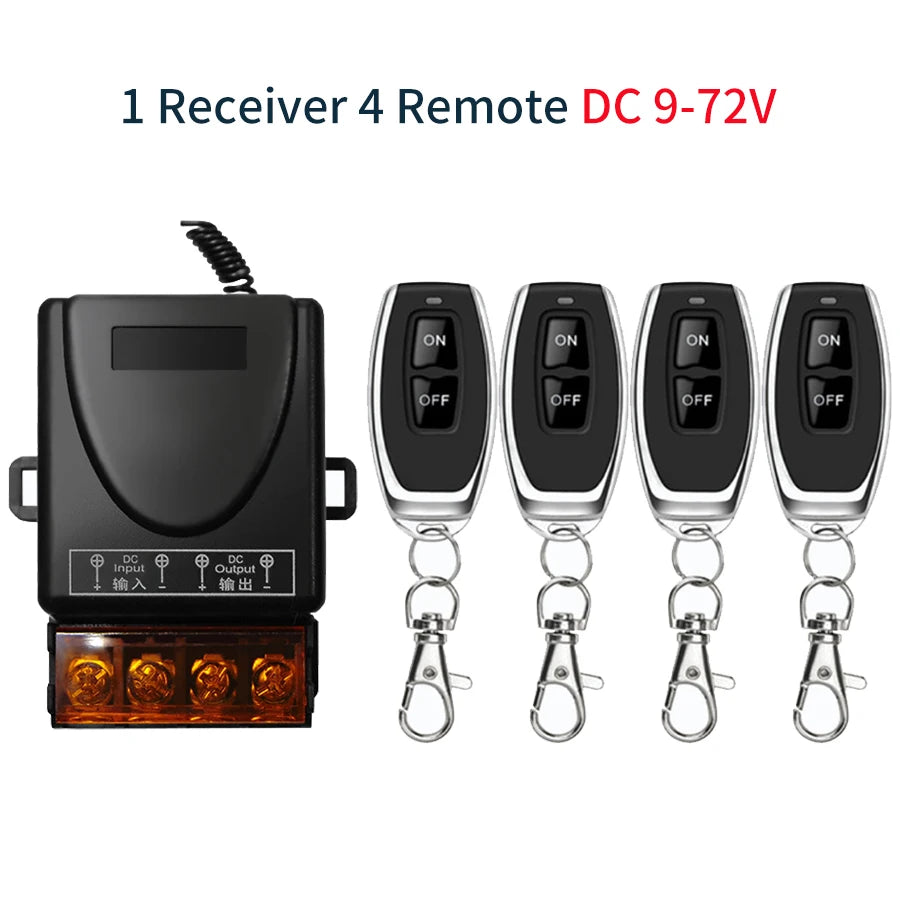 AC 75-220V DC 9-72V RF433Mhz Wireless Remote Control Switch 12V 24V 110V 220V 30A Relay Receiver for Water Pump Motor LED Light