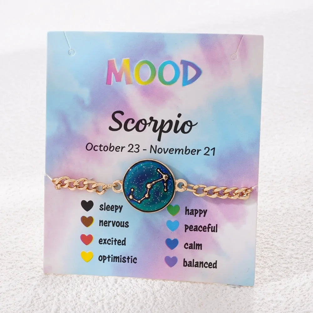 Zodiac Bracelet for Women 12 Constellation Sign Bracelet Color Changing Bracelet Temperature Sensing Mood Jewelry