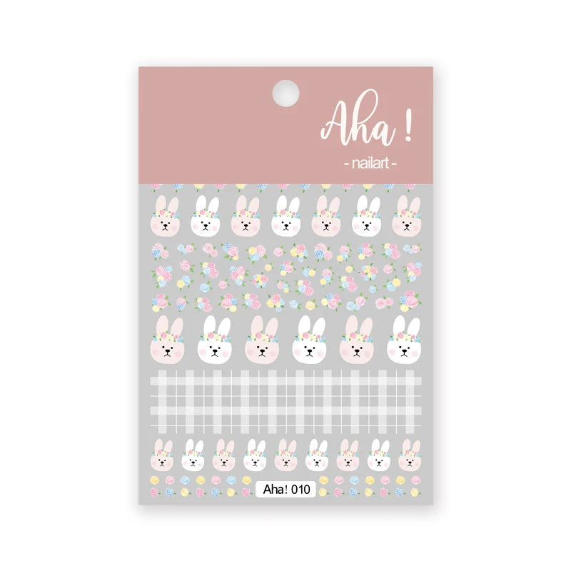 1Sheet Korean White Cloud Blue Nail Art Sticker 3D Star Moon Decal Pure Twilight Self-adhesive Manicure Slider Accessories RE#53