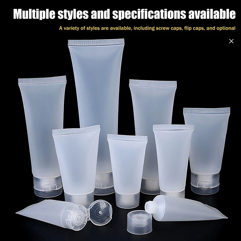 10Pcs Refillable Clear Squeeze Lotion Container Bottle Empty Matte Tube Travel Pack Cosmetic Cream Lotion Shampoo Bath Dispenser
