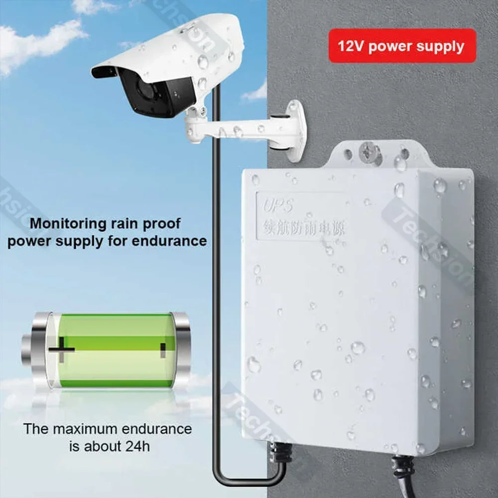 Outdoor Dual 12V 2A Output UPS Monitoring Power Outage Endurance Power Supply 5400 MAh Built-in Battery CCTV 24H Working System