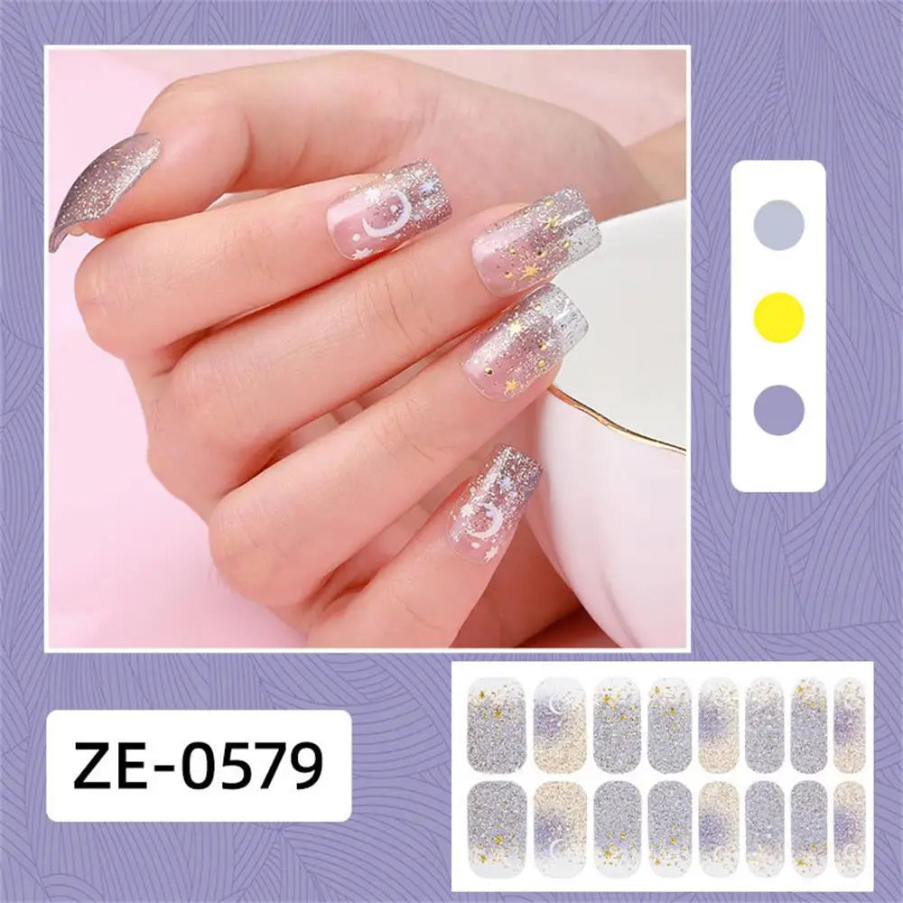 Gradient Galaxy Series Press-on Nails | 16-Piece Set of Removable Self-Adhesive Fake Nail Stickers | Valentine's Day Gift Idea
