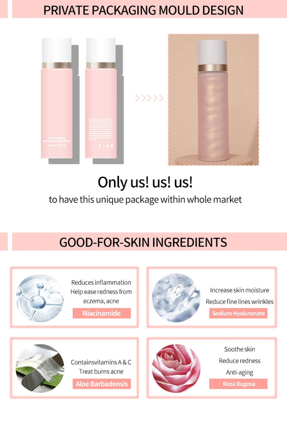Private Label 100ml Setting Spray Custom Logo 3color Oil-control Long-lasting Sweat-proof Hydrating Glitter Pearlescent Makeup