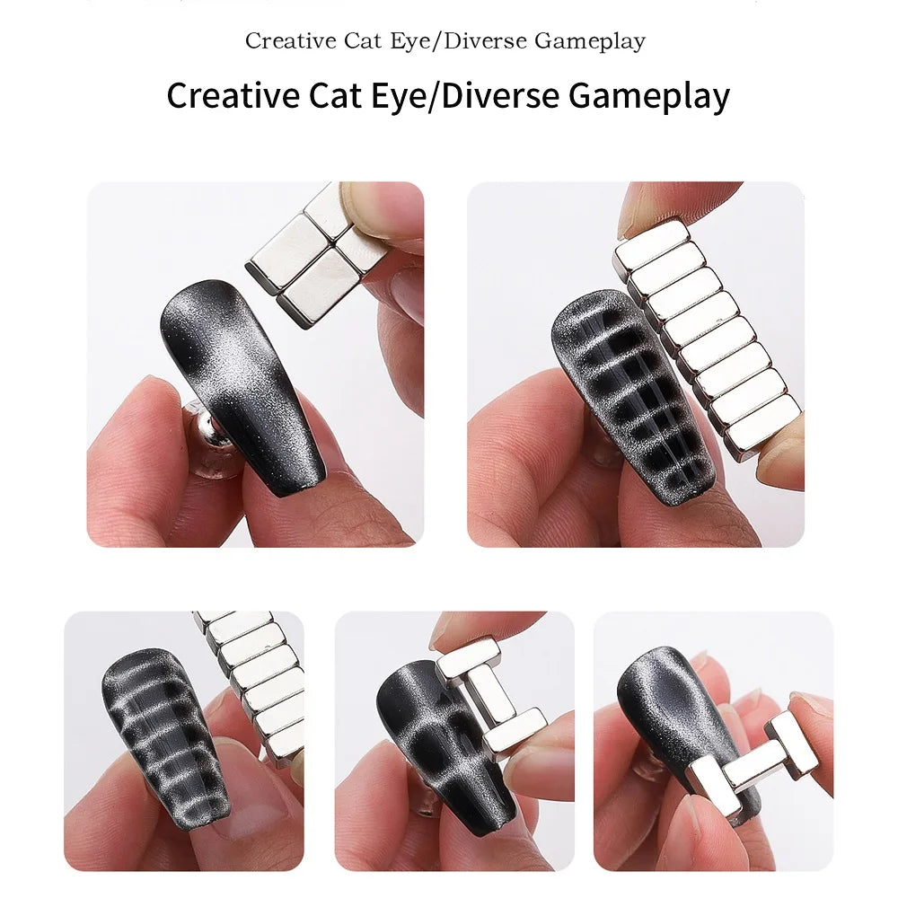 Crocodile Pattern Nail Magnet Nail Cat Eye Strong Effect Magnet Wave Geometric Nail UV Attraction Magnets Set Manicure DIY Tool