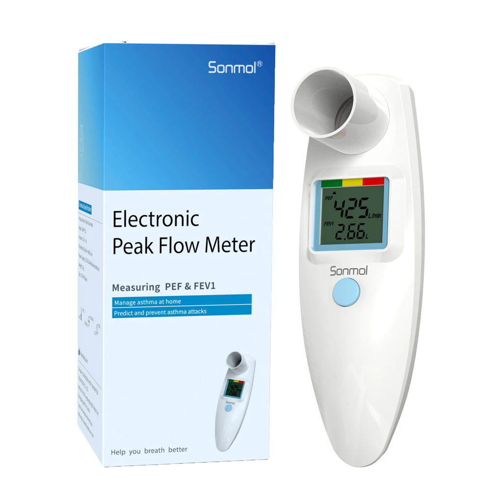 Nascool Digital Peak Flow Meter for Asthma COPD, Spirometer for PEF & FEV1 Test