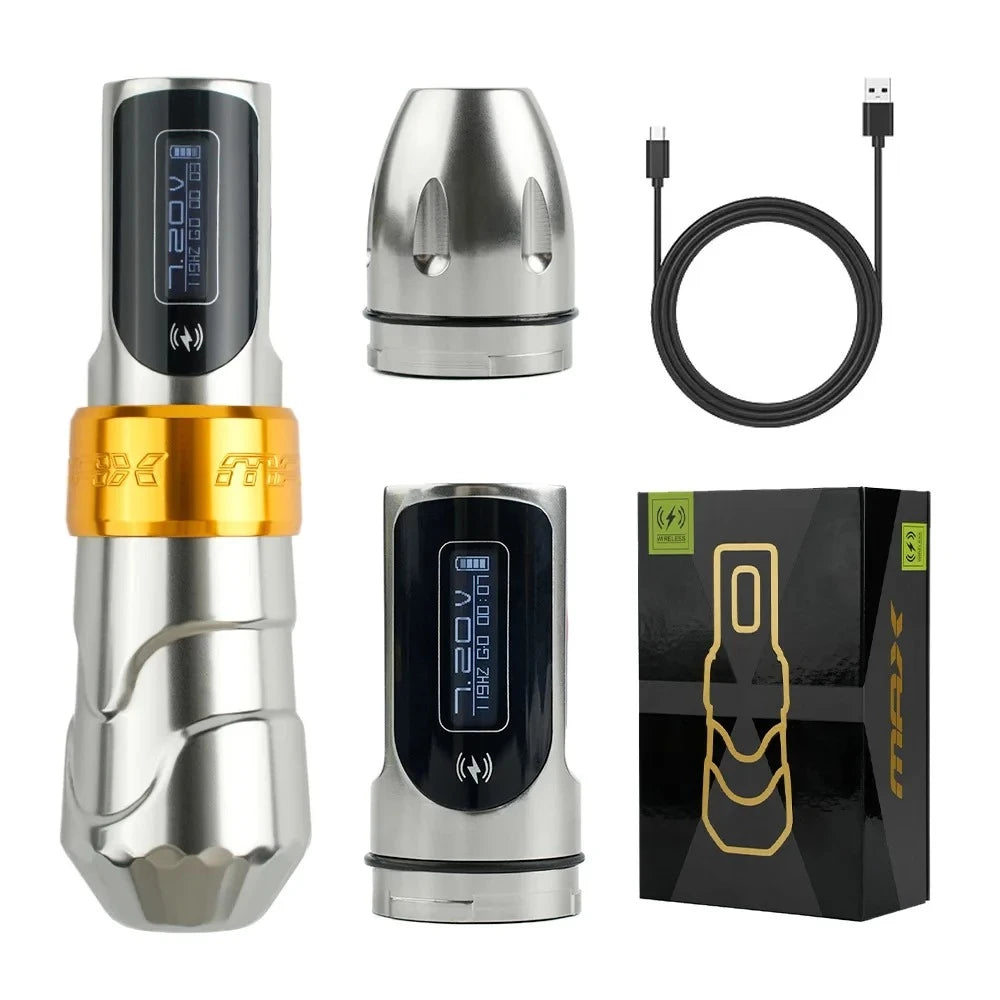 MAX Tattoo Machine Pen 4.0mm Stroke Professional Body Art Makeup Rechargeable LED Digital Display Battery Wireless Pen Machine