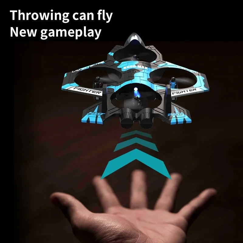 K500 MAX RC Plane Fighter 2.4G Remote Control Stunt Glider 360 ° Rolling Flight Flying EPP Foam Airplane with LED Toys for Kids