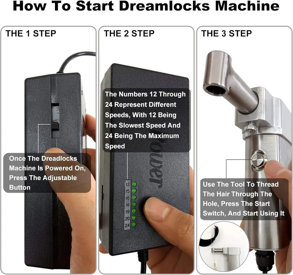 Dreadlocks Machine,Portable Automatic Dreadlock,with 6 Replacement Head6-16mm,Dreadlock Crochet Braiding Making Machine