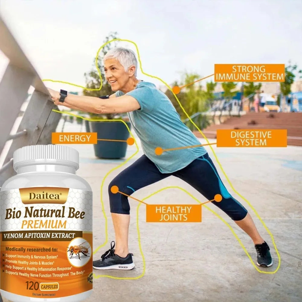 Natural BEE Venom Capsule for Immunity and Anti-oxidation - 120 Capsules - Non-GMO