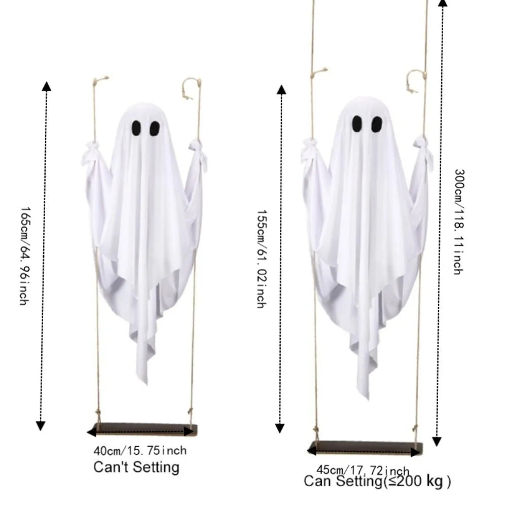 Luminous Halloween Hanging Swing Ghost Large Adjustable Brightness Yard Flying Ghost Swing Ornament LED Remote-controlled