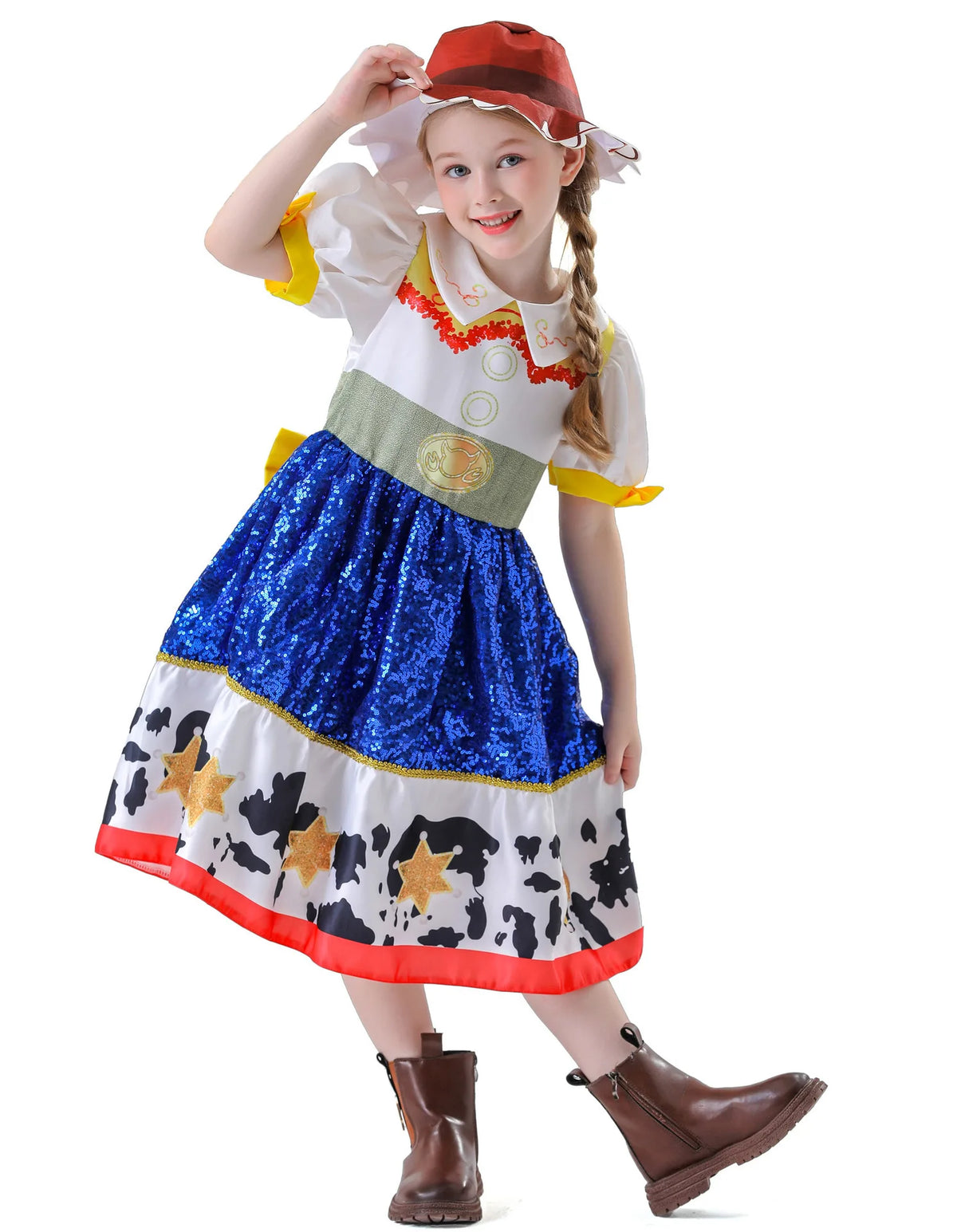 Girl Jessie Dress Kids Yellow Blue Cowgirl Cosplay Costume Kids Fancy Party Outfit Halloween Christmas Gift