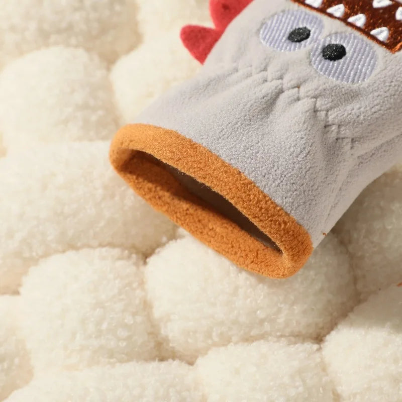 Autumn Winter Children's Gloves Cycling Cute Cartoon Warm Boy Girl Gloves Fleece Windproof Pupil Soft Outdoor Play Kids Gloves