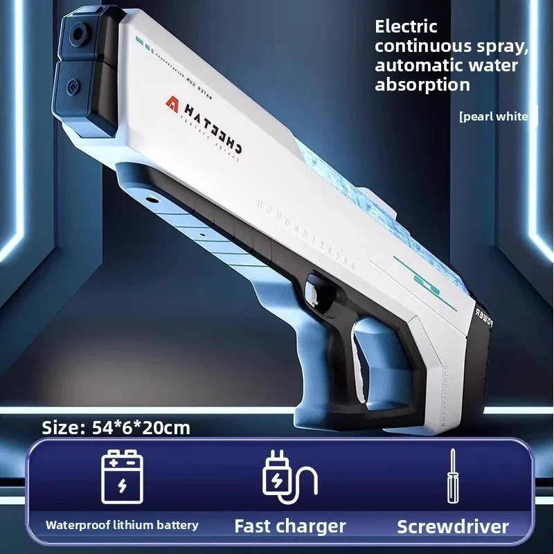 @Space Electric Water Gun Energy Ring Burst Transformation LED Lights Large Capacity Full Auto Continuous Fire Squirt Gun Toy