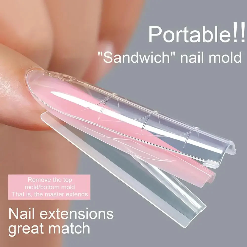 256Pcs Full Cover Nail Extension Forms, Dual Form Nail Tips, Quick Gel Nail Building System