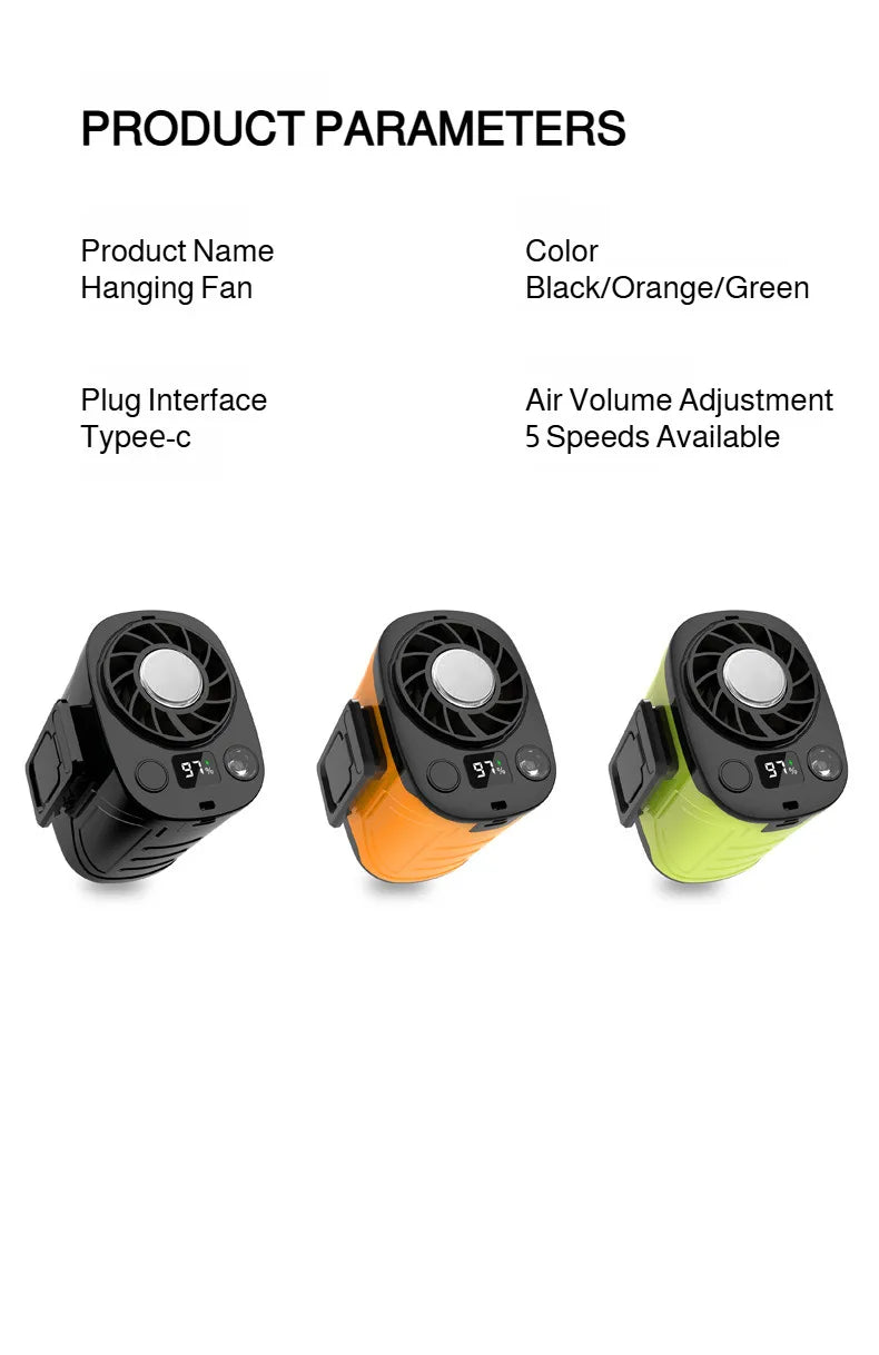 Hanging Waist Ice Fan With Light Digital Display Hanging Waist Fan