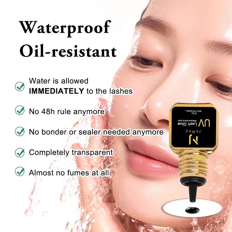 JOMAY 3 Bottles 5ml UV Glue Black Lash Glue for Eyelash Extensions Low Irritation 0.5 Second Fast Drying Glue UV Makeup Products