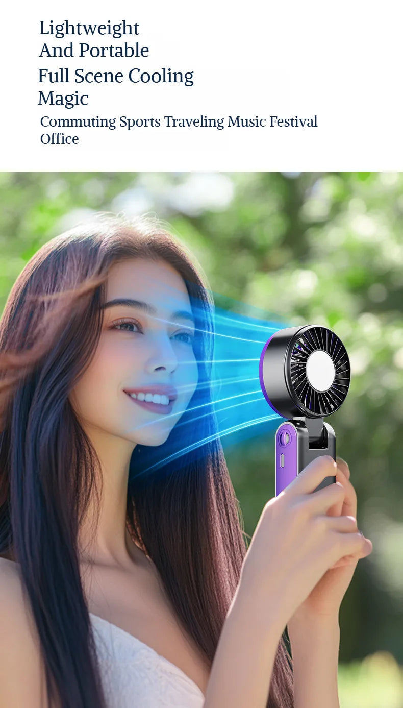 Handheld Folding Semiconductor Digital Display Desktop Fan Cooling Superconductor Ice Compress Handheld Fan One-Button Outdoor