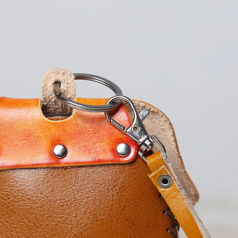 Top Layer Cowhide Creative Cartoon Elephant Zero Wallet Car Key Bag Children's Tree Cream Leather Elephant Gift