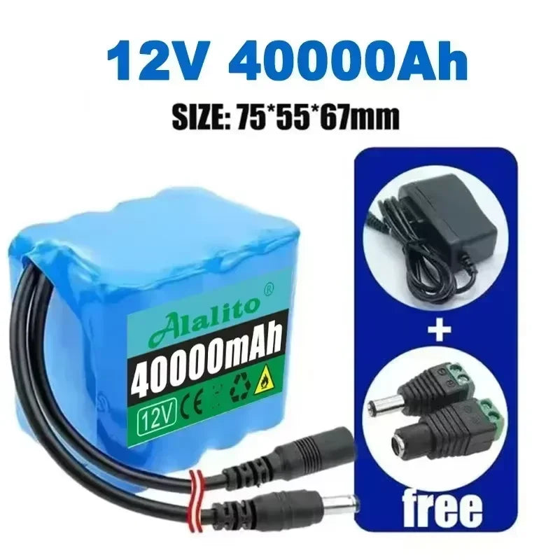 NEW 12V 3S4P 20000mah battery 18650 Li-ion 40Ah Rechargeable batteries with BMS Lithium Battery packs Protection Board +Charger