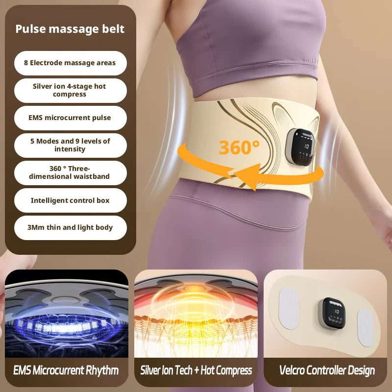 New Electric Abdominal Massager with 4 Temperature Settings and Pulse Massage Function for Fat Burning and Weight Loss Vibrator