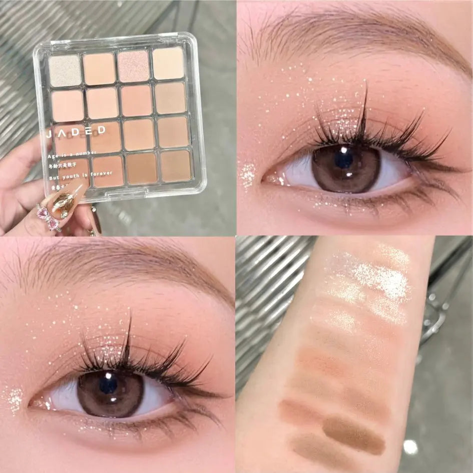 16 Color Eyeshadow Palette Matte Low Saturation Waterproof Glitter Blue Eye Shadow Long Lasting Pink Eyes Makeup Korean Cosmetic