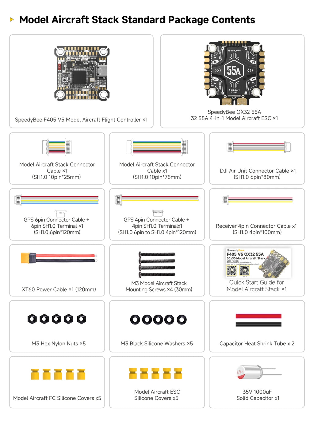 SpeedyBee F405 V5 OX32 55A 30x30 Model Aircraft FC&ESC Stack