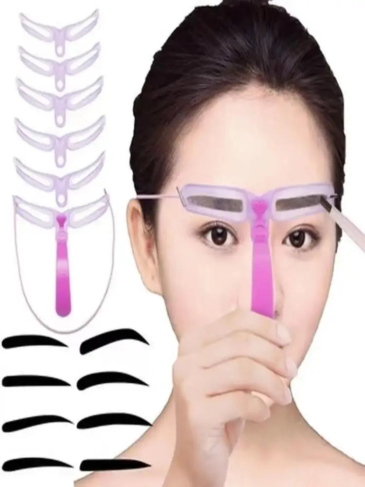 8 in1 Eyebrow Shaping Template Reusable Eyebrows Shaper Stencils Kit Grooming Card Definition Brow Makeup Tools Accessories