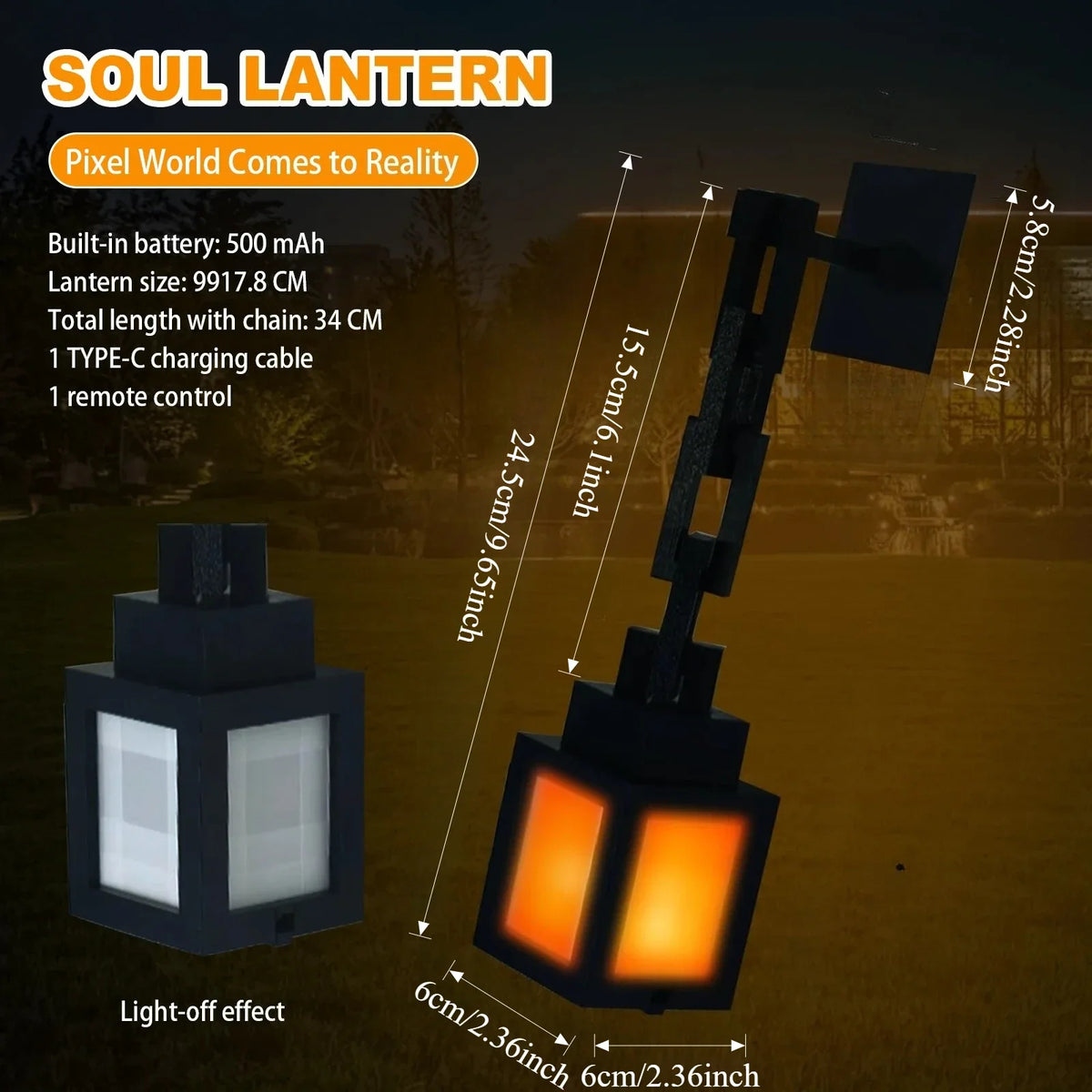 16-Color Pixel Style Mood Light, Portable & Dimmable - Mini Lantern for Bedroom Decor, Camping, Holiday Parties