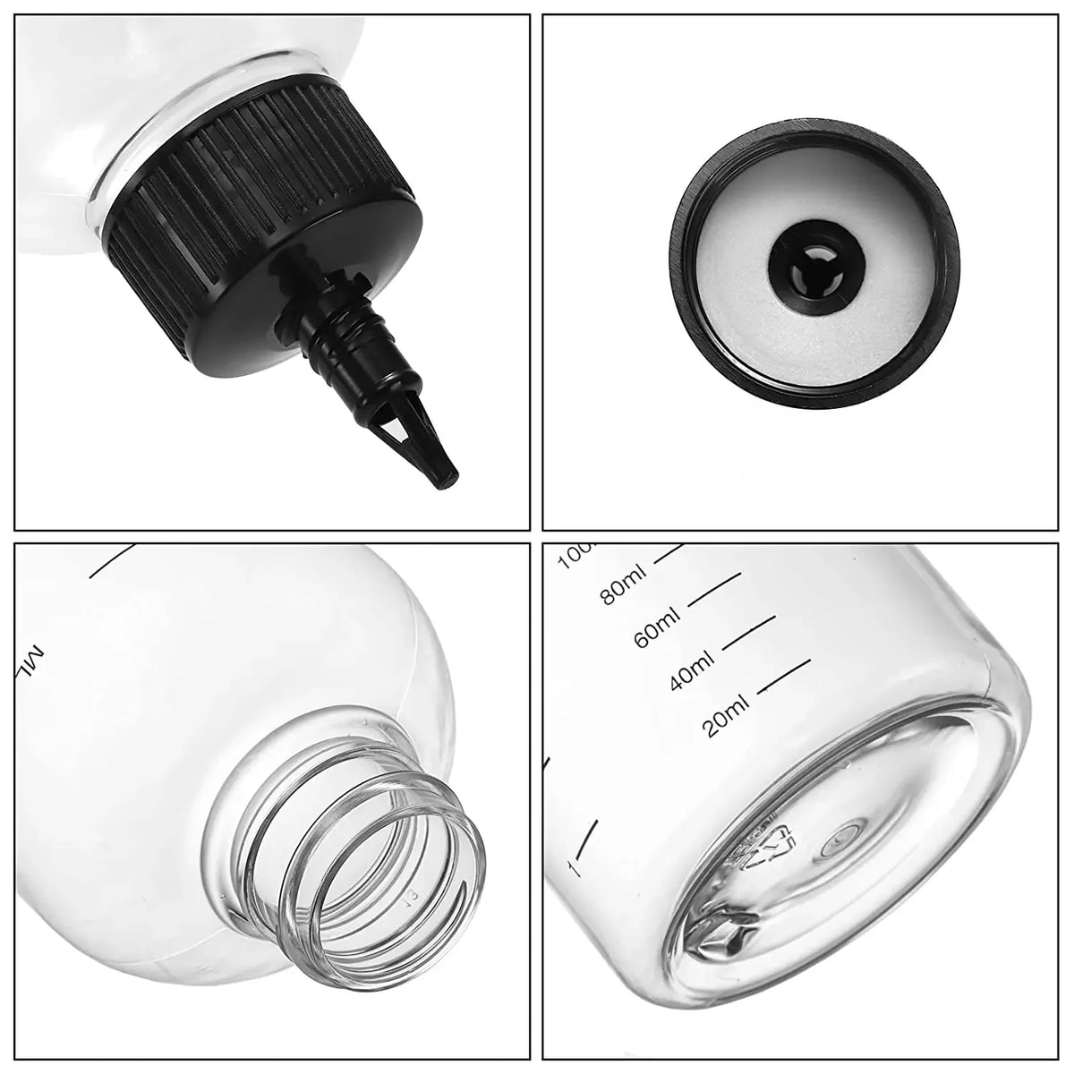 1Pcs 30ml-500ml Empty Plastic Bottle Refillable Oil Liquid Dropper Bottles W/ Twist Top Caps For Tattoo Pigment Ink Containers