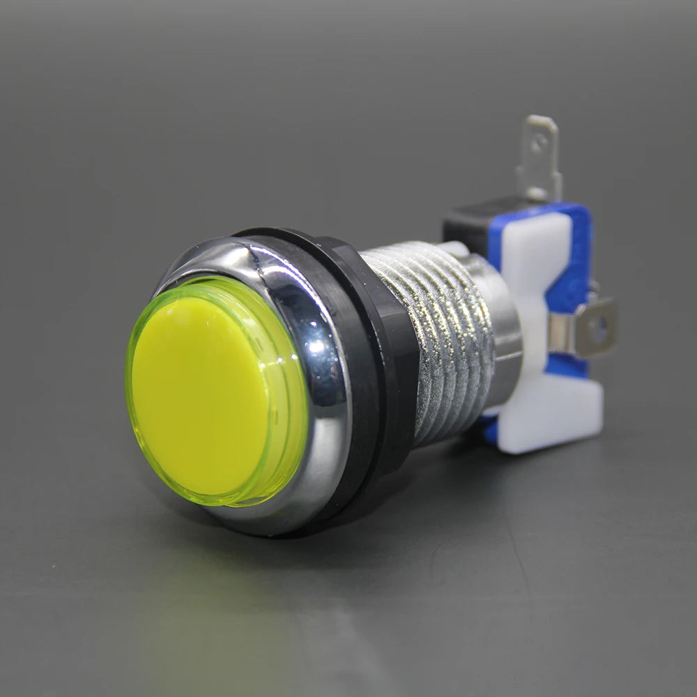 1PCS CHROME Plated illuminated arcade push button 5V 12v LED Arcade Start Push Button with microswitch for Arcade game DIY